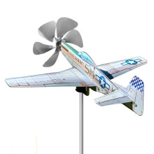 3D Plane Garden Väderflöjel Pinwheel Anti-Korrosion Metall Flygplan Plug-In Windmill Wind Spinner Vädertät Trädgård
