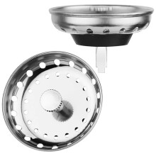 2 Stuks Gootsteen Afvoer Zeef Gootsteen Stopper Combo voor Standaard 3-1/2 Inch Afvoer, RVS Gootsteen Zeef Mand