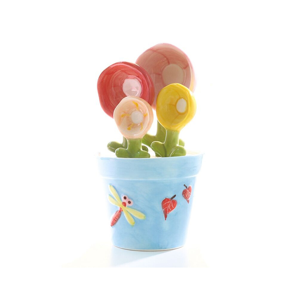 Ceramic Measuring Spoon Baking Food Home Kitchen Salt Sugar Spoon with Base Cute Kitchen Supplies