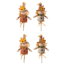 4 Pezzi Decorazioni per il Ringraziamento Stagione del Raccolto Spaventapasseri Bambola Bastone Decorazione per La Casa Autunnale Plug-In