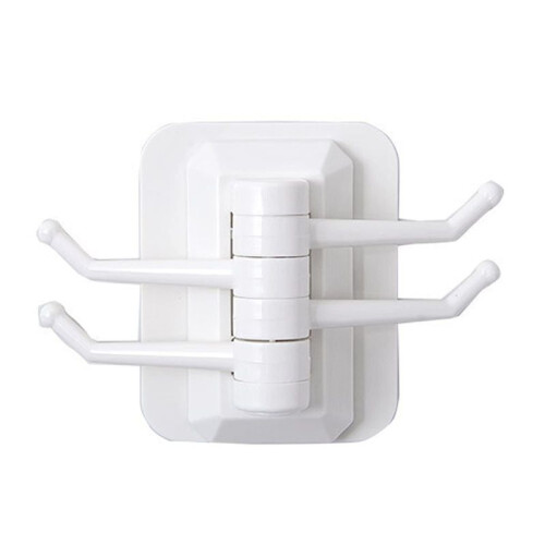 Hook Strength Household Portable Punching-Free Hook Multifunctional Foldable and Rotatable Hook Frame Wall Hook White