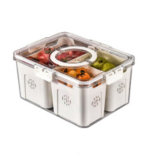 Obstschale für Großen Picknick-Kühlschrank, Lebensmittelaufbewahrung, Transparente Snackbox in der Küche, 3 Gitter