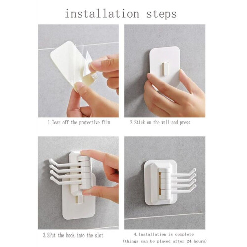 Hook Strength Household Portable Punching-Free Hook Multifunctional Foldable and Rotatable Hook Frame Wall Hook White 1