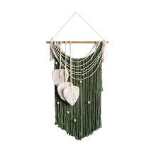 Bohemian Style Wall Decoration Leaf Tassel Braided Chic Hand Woven Bohemian Green