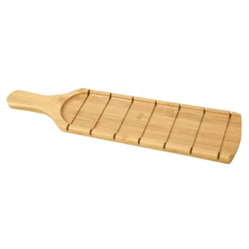 Bambu Långt Handtag Räfflade Lång Skärbräda Fruktbricka Trä Skärbräda