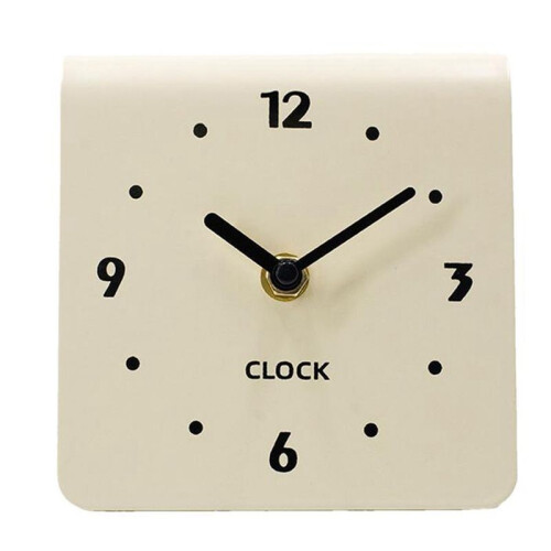 Clock Simple Retro Living Room Decor Silent Desktop Clock Clock Decor Creamy White
