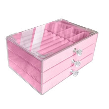Organizzatore di Gioielli In Acrilico con 3 Cassetti Impilabili, Contenitore per Orecchini, Collane e Bracciali, per Donne, C