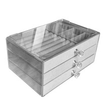 Organizzatore di Gioielli In Acrilico con 3 Cassetti Impilabili, Contenitore per Orecchini, Collane e Bracciali, per Donne, B