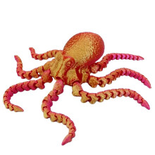 Muñeca de Adorno de Pulpo Impresa en 3D, Juguete, Pecera, Accesorios de Paisajismo, Figura Articulada Móvil, Regalos para Niños, Rojo Radiante