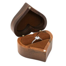 Heart-Shaped Ring Box Wooden Ring Jewelry Box Romantic Wedding Ring Holder Engagement Ring Box Proposal Anniversary,B
