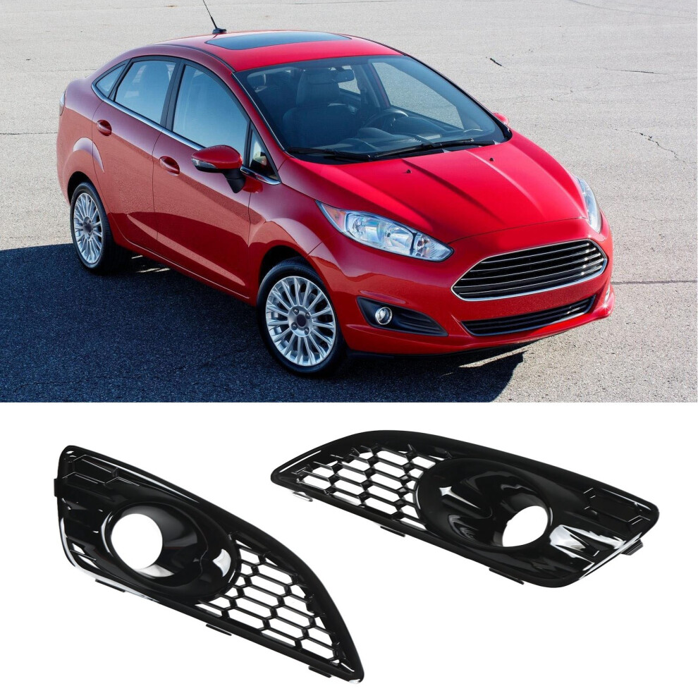 Pair Front Bumper Fog Grille Cover For Ford Fiesta Ja8 2013-2017 Light/Black 9381375170606