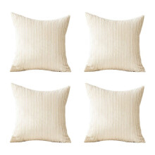 Set di 4 Cuscini In Velluto A Coste Morbido Dal Design Moderno, Abbinabili All'Arredamento Della Tua Casa, Inserto per Cuscino Non Incluso (45 X 45