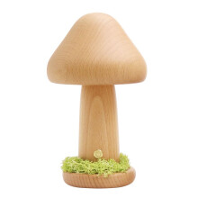 Veilleuse LED en Forme de Champignon Torsadé pour Chambre à Coucher, Lumière Chaude et Tactile, Lumière D'Ambiance Décorative en Bois de Hêtre