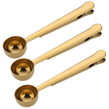 2 In 1 Cucchiaio da Caffè Cucchiaio Dosatore per Polvere di Caffè con Clip di Tenuta Cucchiaio per Tè e Latte In Polvere Accessori per Caffè, Oro