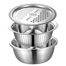 Set Grattugia da Cucina Multifunzionale con Vaschetta di Scarico In Acciaio Inox per Formaggio, Verdure, Frutta, Preparazione di Insalate