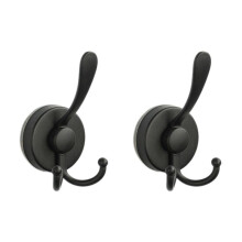 2 Ganchos Dobles de Acero Inoxidable con Ventosa, Sin Perforaciones, Potentes Ganchos para Ropa Reutilizables A Prueba de Óxido, Color Negro