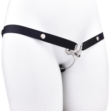 Male Sissy Metal Flat Chastity Cock Cage With Retaining Strap, Inverted Chastity Cage, Black 3234 Model