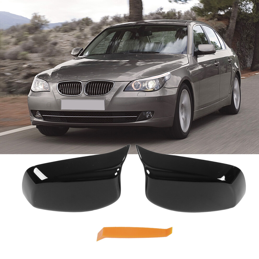 Bmw 5 Series Mirror Cover Outside Rear View For E60 E61 E63 E64 Black 7601375173134