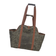 Waxed Canvas Tote Bag For Fireplace Logs, Firewood Carrier, Outdoor Storage Box