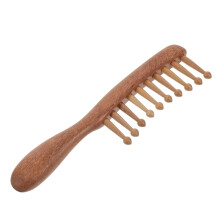 Sandalwood Massage Comb Wide Tooth Detangler For Men With Handheld Handle All Hair Types Scalp Massage