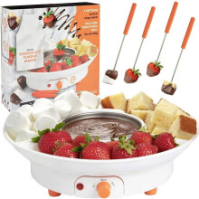 Chocolate Fondue Set with Electric Fountain, Adjustable Temperature, Detachable Bowl and Skewers