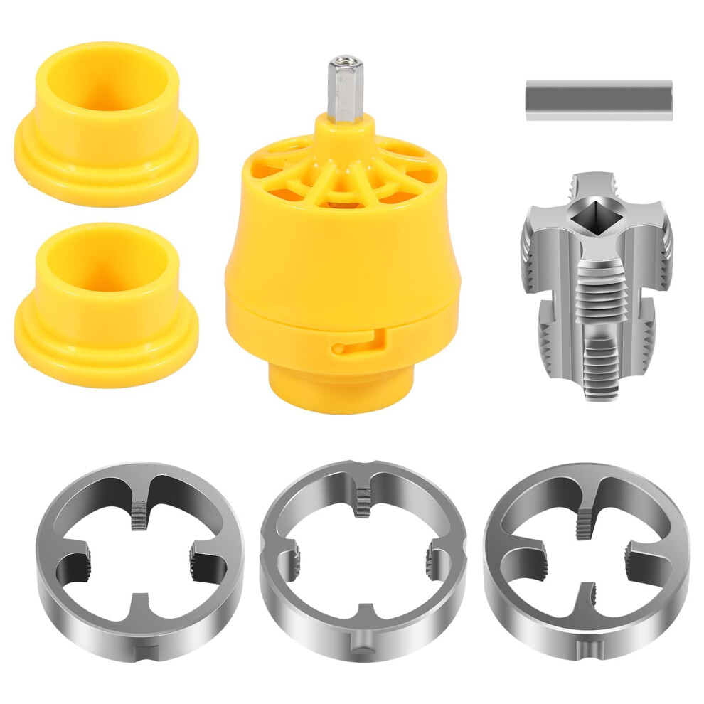 Pvc Pipe Threader Kit For Electric Drill With 3 Dies 1/2In 3/4In 1In, Reusable Water Pipe Threading Tool For Pvc Pipes 9382693263834