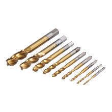 Corrosion Resistant Ti Coated M2-M12 Tap Set with 9 Spiral Flutes