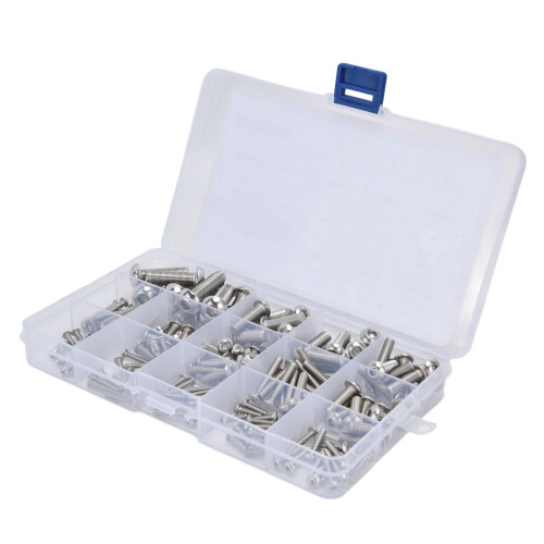 Rust Resistance Screws Assortment Socket Cap Screws Stainless Steel Hex Socket Oxidation Resistance Countersunk Flat Head Metric System Kit for Wide 1