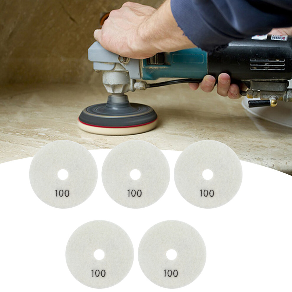 5Pcs 4In Diamond Wet Polishing Pads For Marble Granite Ceramic 100 Grit 8301377198249