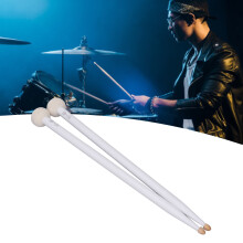 White 2Pcs Drum Mallet Set with Non-Slip Maple Handles for All Drums