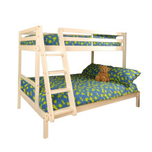 Comfy Living Triple Wooden Pine Bunk Bed 3ft & 4ft in a White Wash finish - Durleigh
