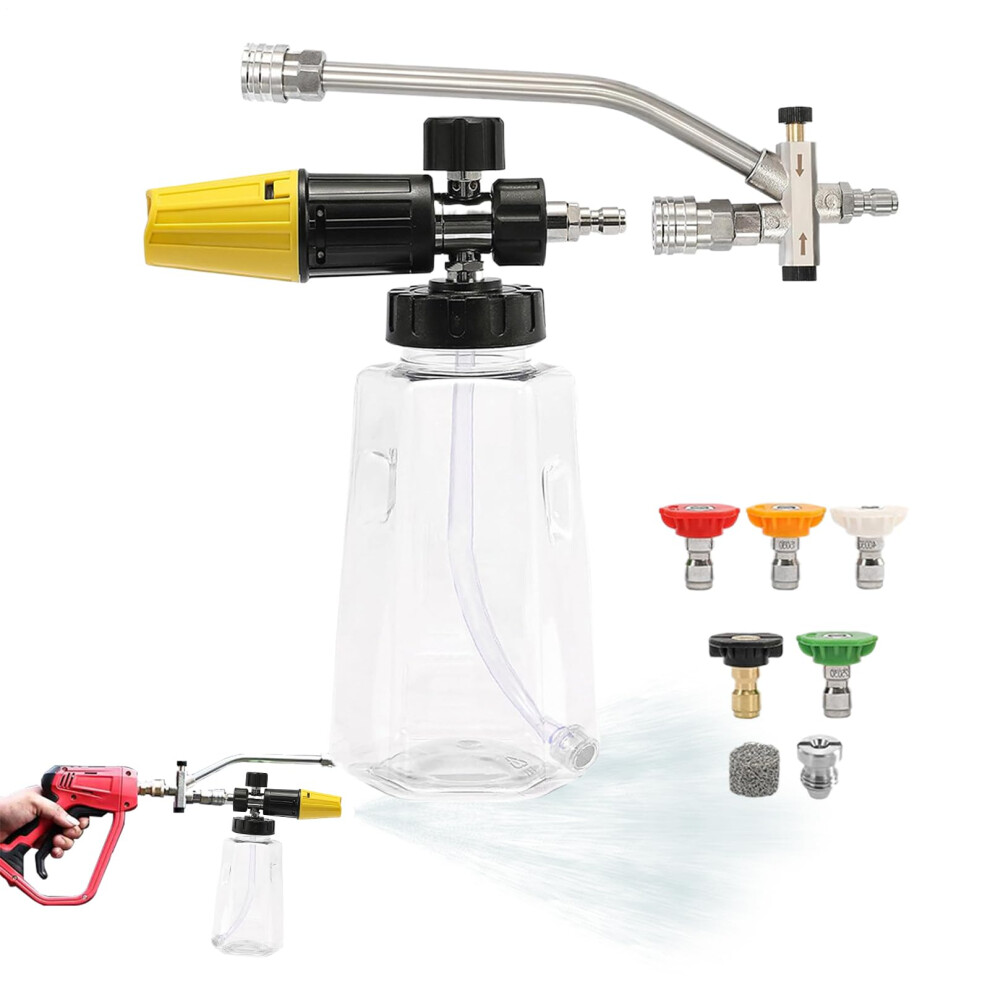 Foam Cannon With 5 Adjustable Nozzles, Dual Connector, 1000Ml Soap Bottle For Car And Home Cleaning 9199774996020