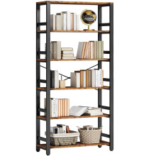 IRONCK Bookshelf, 31.5in Wide Shelf 6 Tier Bookcase, 110lbs/shelf Vintage Industrial Style Bookshelves for Bedroom, Living Room and Home Office,