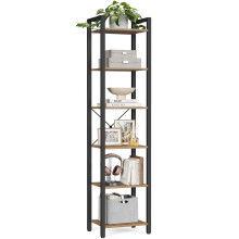 VASAGLE 6-Tier Bookshelf, Bookcase, Shelving Unit, for Office, Study, Living Room, Bedroom, 30 x 40 x 187.5 cm, Industrial, Wheat Brown and Ink Black