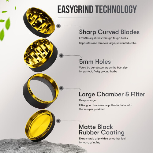 Blazed Large Aluminium Herb Grinder (Golden) 2