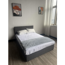 Panana King Size Upholstered Ottoman Bed Frame With Storage, Grey Fabric Padded Headboard, Gas Lift End Opening Wooden Slats Frame (King Size)