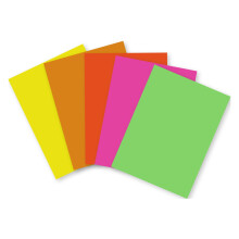 Clairefontaine - Ref 93921C - Maildor Fluorescent Poster Paper (Pack of 100 Sheets) - A4 in Size, 90gsm Paper, Bright Fluorescent Colours - Assorted