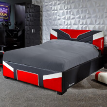 X-Rocker Cerberus Ottoman MKII Gas Lift Upholstered Bed Frame with Storage Ottoman Gaming with Hydraulic Lifting Under Bed Storage Small Double 4ft -