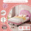 Merax 3FT Single Bed with Adjustable LED Cloud Headboard, Soft Upholstered Bed Frame with Solid Wood Slat, Cute Kids Bed, No Box Spring Needed, Easy 3
