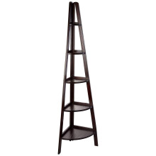 Casual Home 100% Solid Wood 5-Shelf Ladder Bookcase, Corner, Espresso