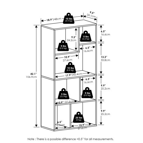 Furinno Daly 7-Cube Irregular Cubes Bookcase, Bookshelf, Storage Organizer, Amber Pine 1