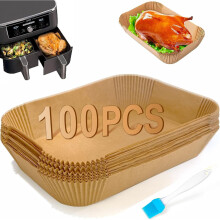 FEEZOM Air Fryer Disposable Paper Liners, 100PC Liners for Ninja Air Fryer Dual, Airfryer Food Grade Accessories for AF300UK AF400UK, Salter, Other