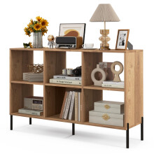 LOKO 6 Cube Bookcase, 3-Tier Floor Open Bookshelf with 5 Metal Legs, Cube Storage Organizer with Adjustable Shelves, Modern Display Shelving for