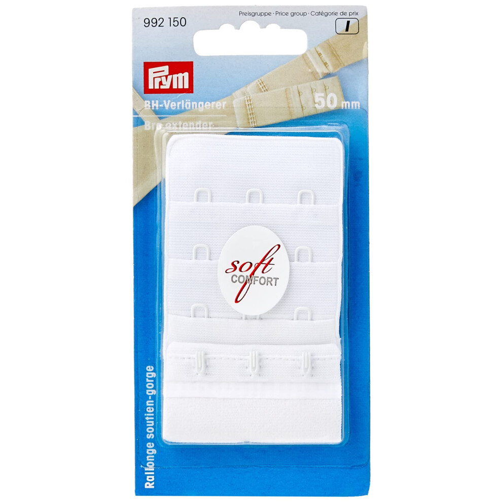 Prym Women's Prym 50 Mm "Soft Comfort" With 3 Hooks, White Bra Extender Hooks, White, One Size UK