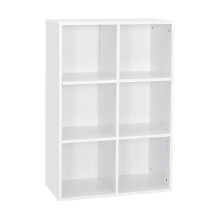 Mondeer Bookcase White, 6 Cube Storage Unit, 3 Layer Bookshelf, Wooden Shelf Organiser Display Cabinet for Living Room, Bedroom, Home Office, 60 x 30