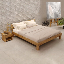 KROKWOOD Julia Solid Wood Bed - FSC Certified Oak Wooden Bed Frame with Headboard - Assembling Hardware Included (Super King Size) 180 x 200 cm