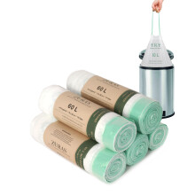 ZURAS? 60 litre organic bin liners with drawstring 75 compostable, biodegradable bin liners, DIN EN 13432 certified and tested, tear-resistant and
