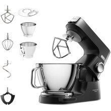 Kenwood Titanium Chef Baker Silver KVC85.004BK, Stand Mixer with Integrated Scale, 3 Stainless Steel Mixing Hooks and Rubber Whisk, 5L and 3.5L Bowls,