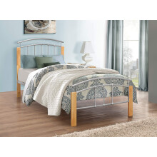 Birlea Tetras Bed - Metal, Silver and Beech, Single