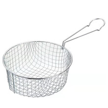 Royal Cuisine Stainless Steel Wire Chip Pan Basket Fish Frying Mesh Basket French Fries Deep Fryer Strainer-Lightweight Long Handled (19cm)